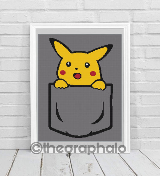 Pocket Pikachu Crochet Graphghan Pattern SC180x260