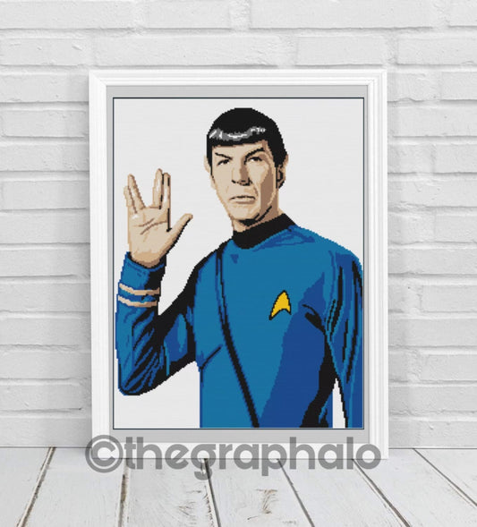 Live Long & Prosper Spock Leonard Nimoy Crochet Graphghan Pattern Star Trek
