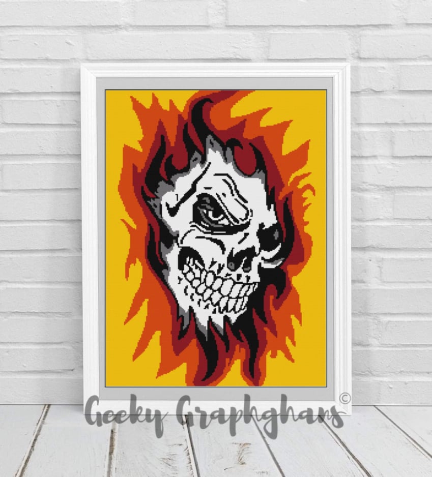 Fire Skull Crochet Graphghan Pattern – Geeky Graphghans