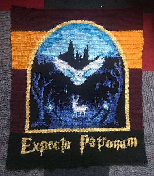 An Owl and a Stag Gryffindor Inspired Graphghan Pattern