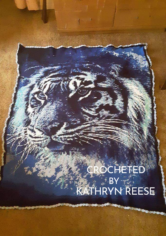 Blue Tiger crocheted blanket