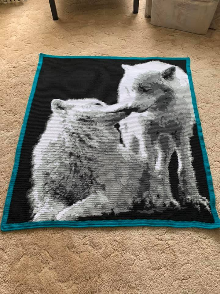 Wolves Crochet Graphghan Pattern Queen Size SC 240 x320