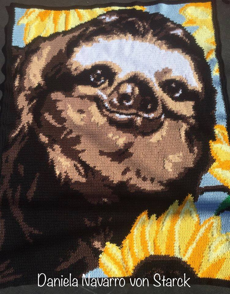Sloth in Sunflowers Crochet Graphghan Pattern