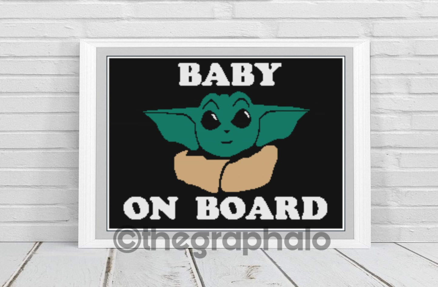 Baby Yoda On Board Crochet Graphghan Pattern SC 180 x 240