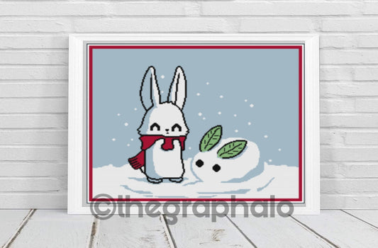 Cross Stitch Bad Bunny: Snow Bunny Pattern