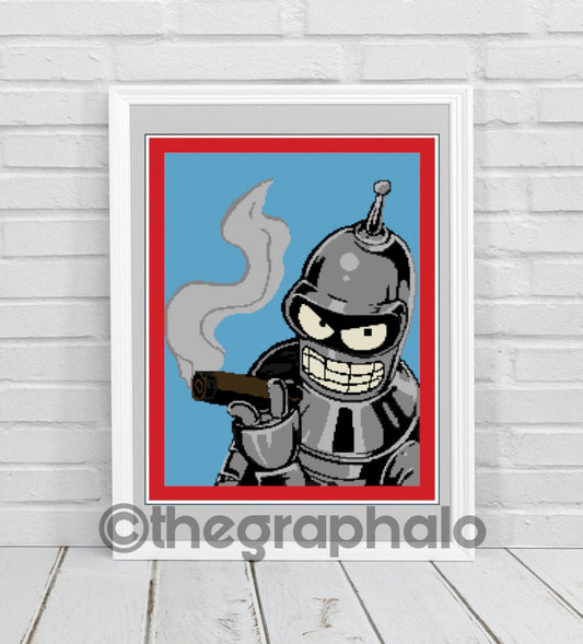 Bender 'Bending' Rodríguez Crochet Graphghan Pattern SC 180 x 240