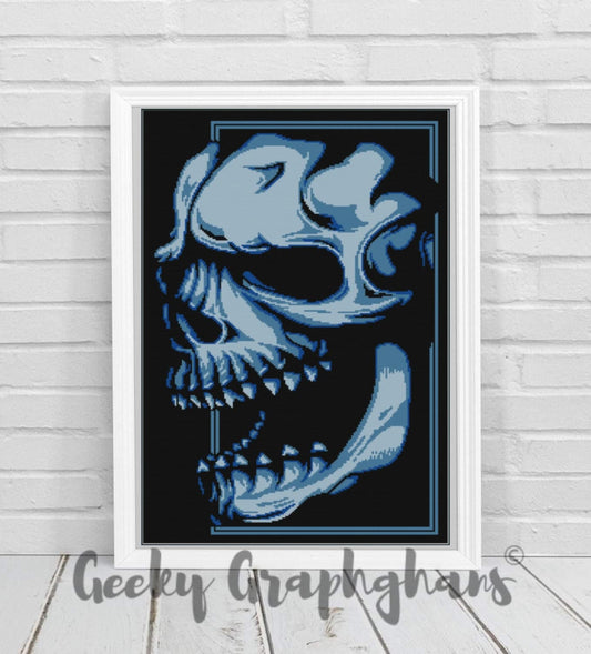 Blue Skull Crochet Graphghan Pattern
