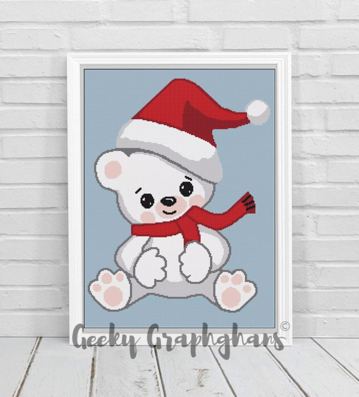 Santa Graphghan Christmas Polar Bear Crochet Graphghan Pattern – Geeky Graphghans