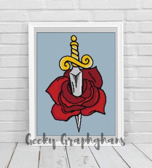 Dagger and Rose Crochet Graphghan Pattern