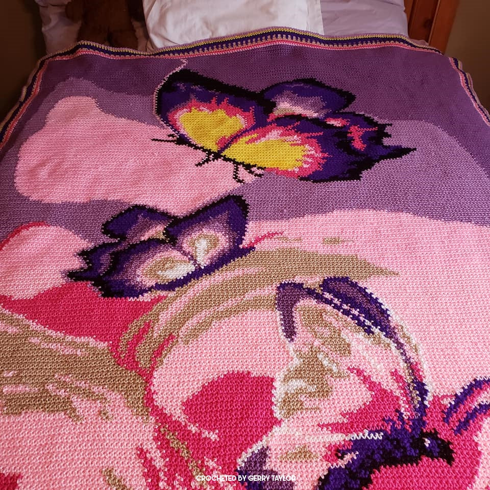 Purple Butterflies Crochet Graphghan Pattern