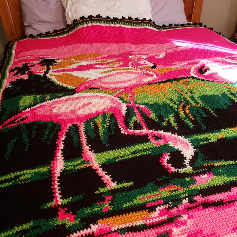 Flamingos Sunset Crochet Graphghan Pattern Geeky Graphghans