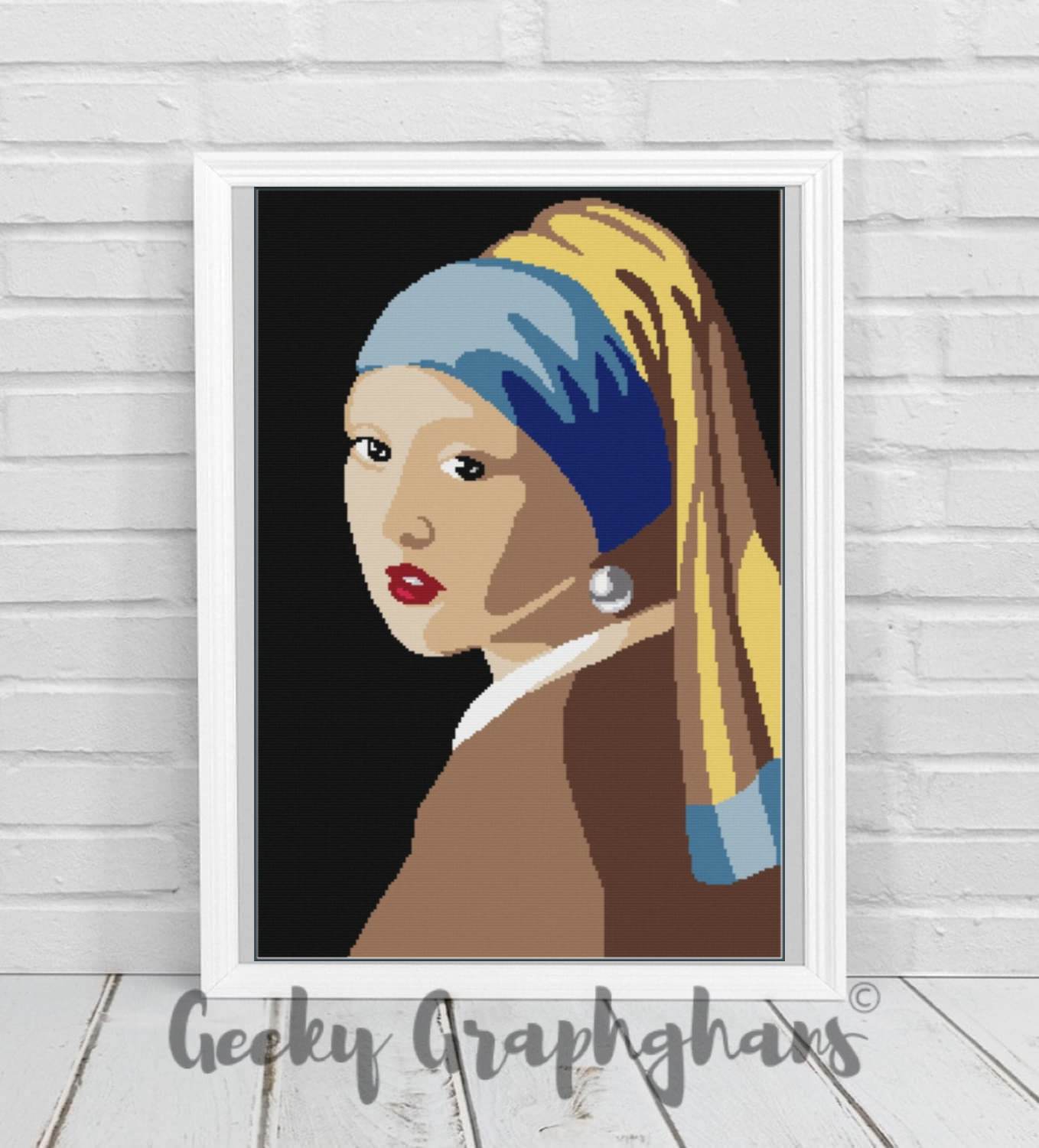 Goth Graphghan Girl With A Pearl Earring Crochet Graphghan Pattern – Geeky Graphghans