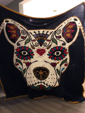 Sugar Skull Pit Bull Crochet Graphghan Pattern
