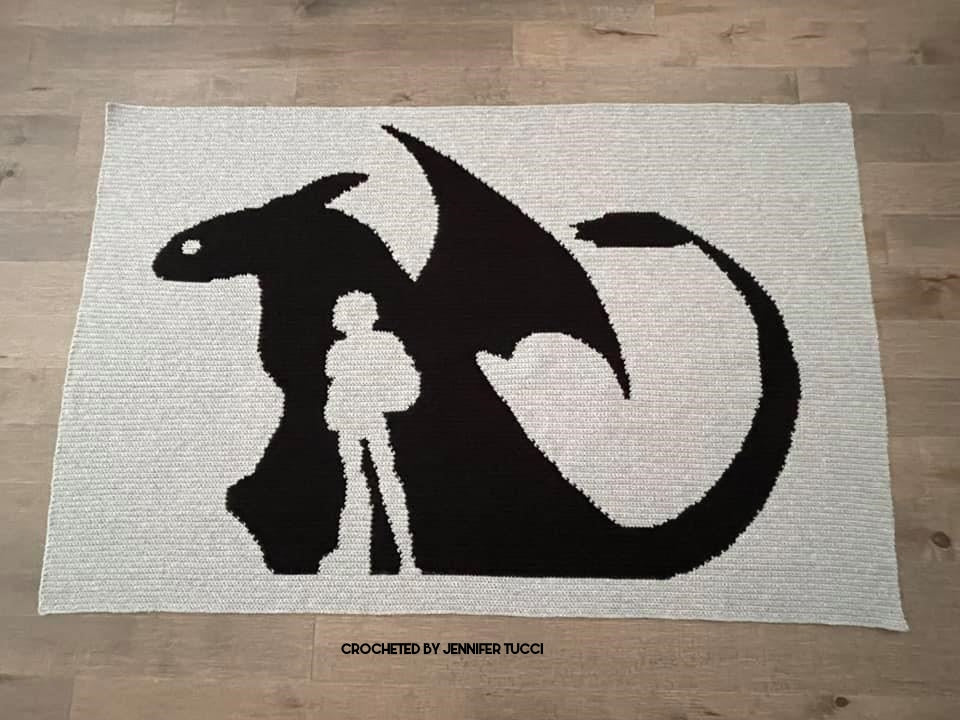 Toothless and Hiccup Graphghan Crochet Pattern C2C