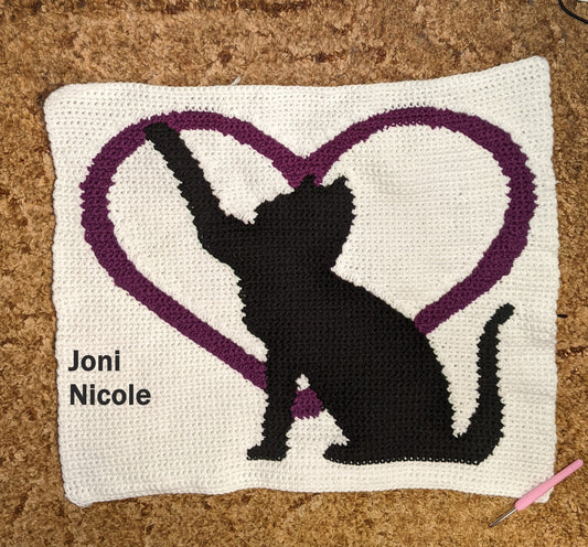Heart Cat Crochet Pillow Pattern