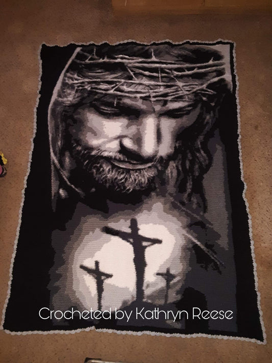 Jesus on the cross graphghan afghan blanket