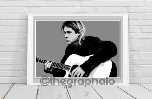 Kurt Cobain 1988 Nirvana Crochet Graphghan Pattern Single Crochet