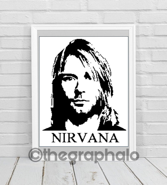 Kurt Cobain Self Portrait Inspired Crochet Graphghan Pattern SC 180 x 240