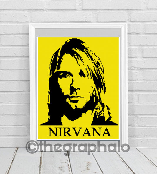 Kurt Cobain Self Portrait Inspired Crochet Graphghan Pattern SC 180 x 240