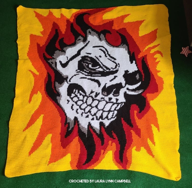 Fire Skull Crochet Graphghan Pattern