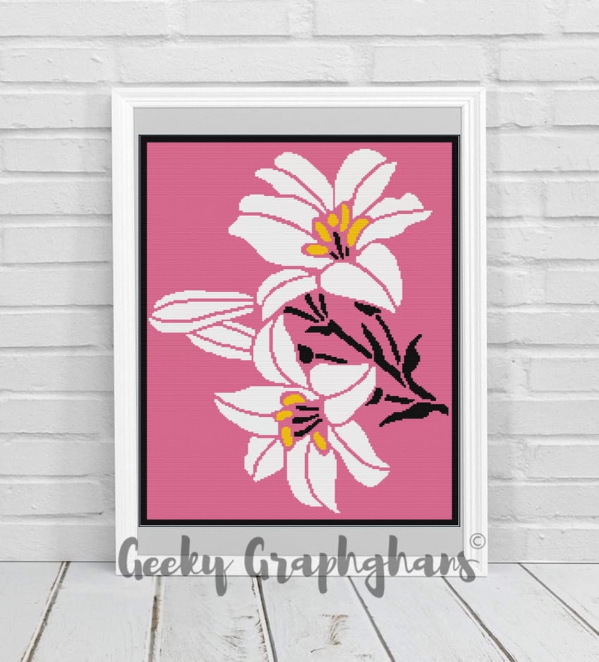 Flower Graphgan Pattern Lily Flowers Crochet Graphghan Pattern – Geeky Graphghans