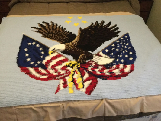 US Veterans Throw Crochet Pattern SC 190 x 240
