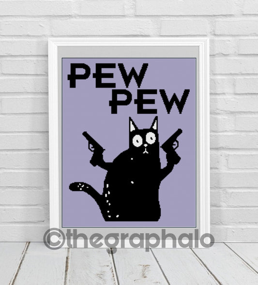 Pew Pew: Murder Cat Graphghan Pattern