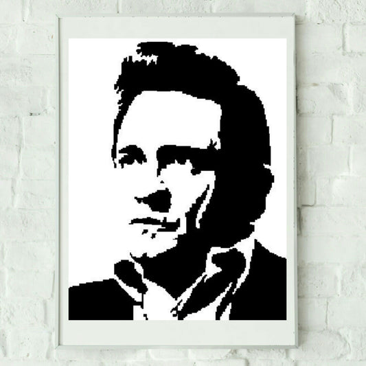 Johnny Cash Silhouette Graphghan Crochet Pattern SC 210 x 270
