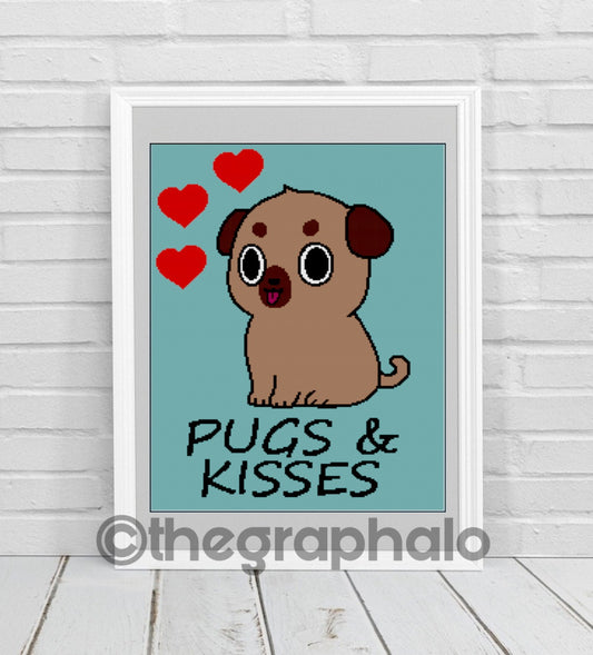 Pugs & Kisses Crochet Graphghan Pattern SC 180 x 240