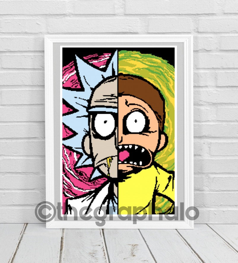 Graphgan Pattern Rick Rick Vs. Morty Crochet Graphghan Pattern SC 170 x 280 – Geeky Graphghans