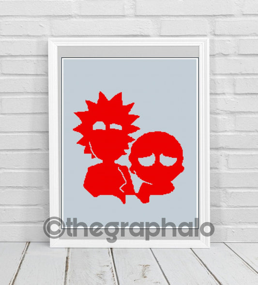 Rick and Morty Silhouette Crochet Pattern SC 180 x240