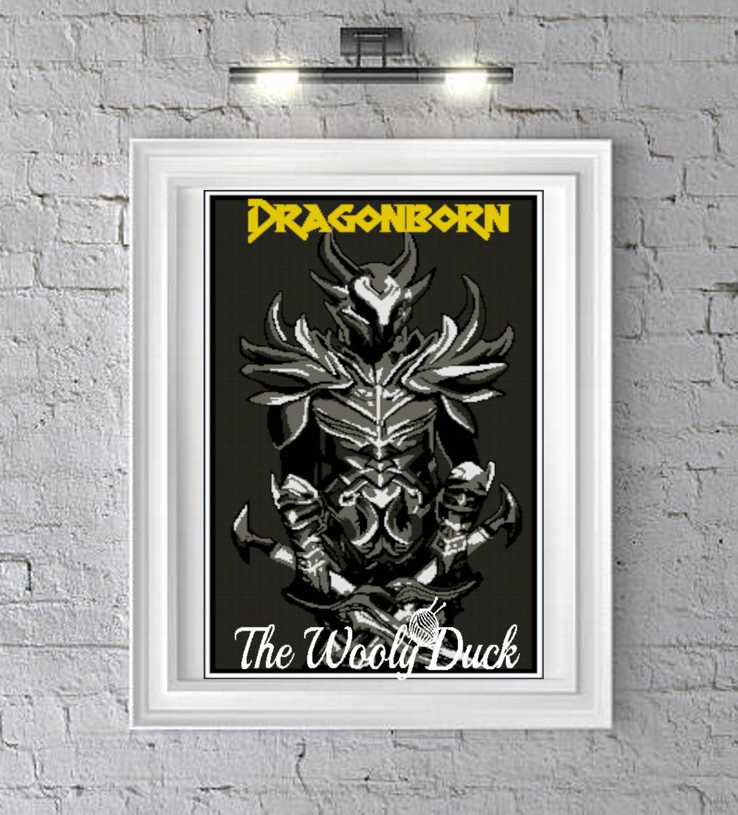 Dragonborn Skyrim Inspired graphghan pattern for sc, cross stitch , diamond painting