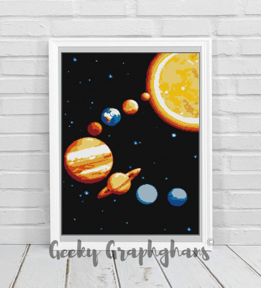 SOLAR SYSTEM inspired graphghan pattern for single crochet