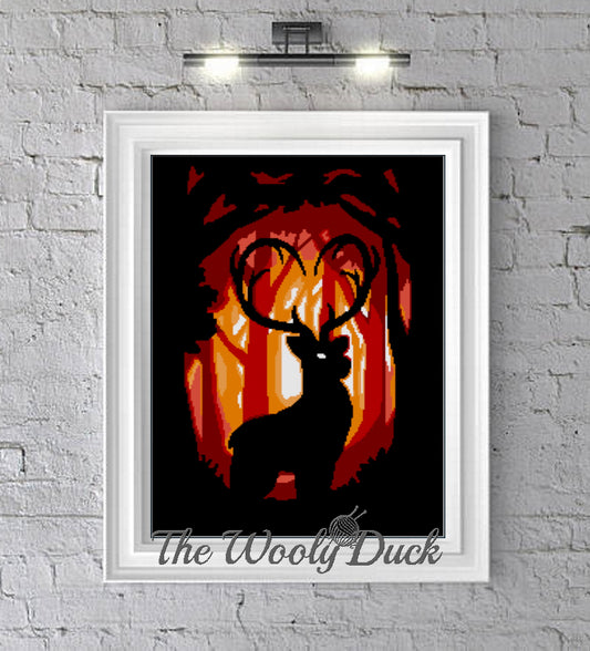 Cross Stitch Stag in the Woods Pattern