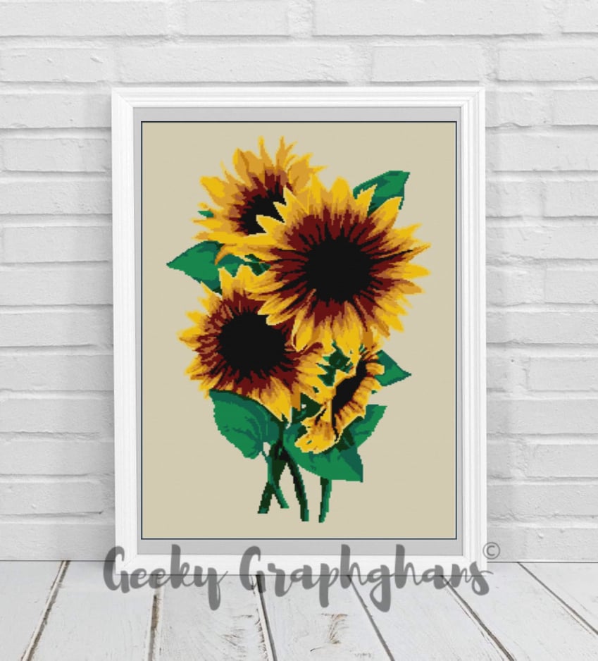 Sunflower Graph Pattern Sunflowers Crochet Graphghan Pattern – Geeky Graphghans