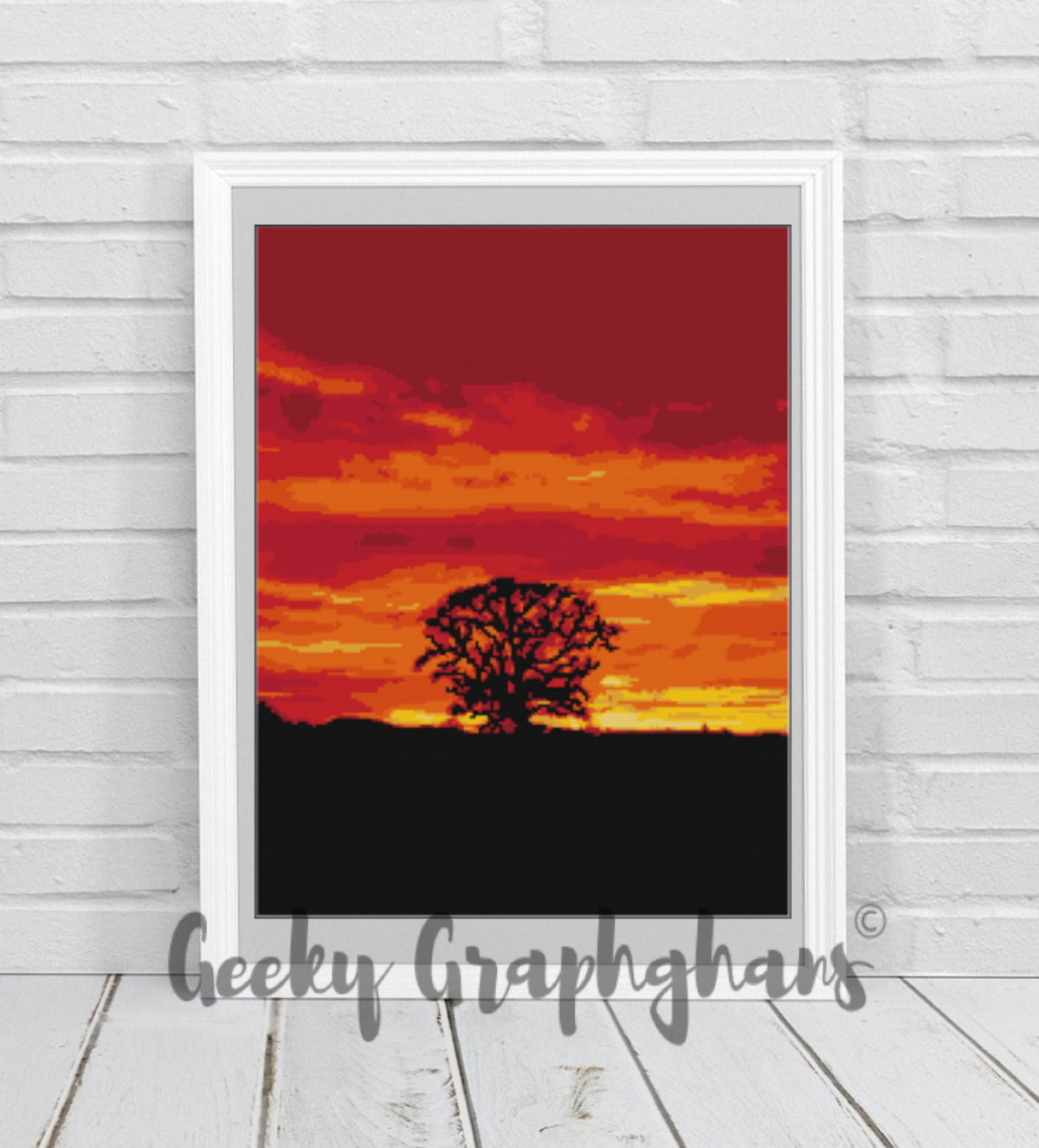 Tree Graphghan Patterns Sunset Tree Crochet Graphghan Pattern – Geeky Graphghans