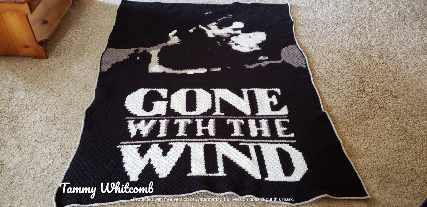 Gone with The Wind inspired 4 colours (150 x 210 st) graphghan pattern