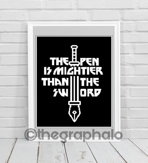 The Pen Is Mightier Than The Sword Crochet Graphghan Pattern SC 180 x 240