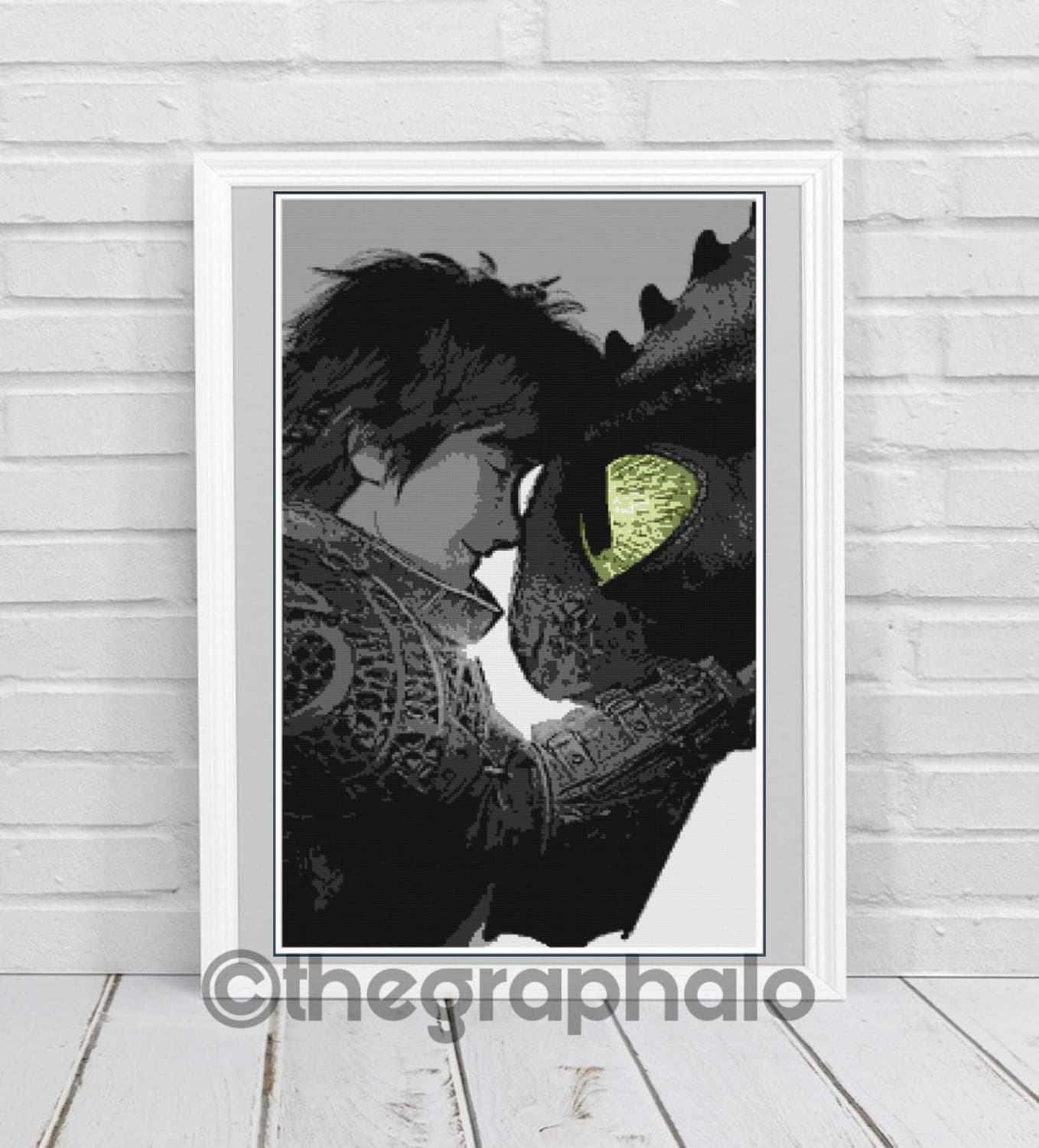Toothless and Hiccup Cross Stitch Pattern