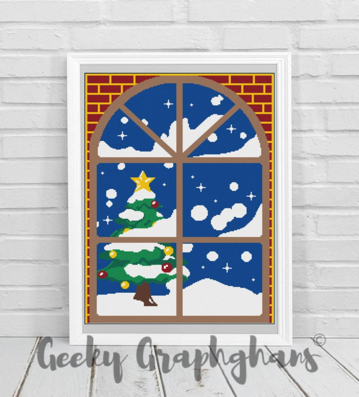 Tree Graphghan Patterns Winter Window Crochet Graphghan Pattern – Geeky Graphghans