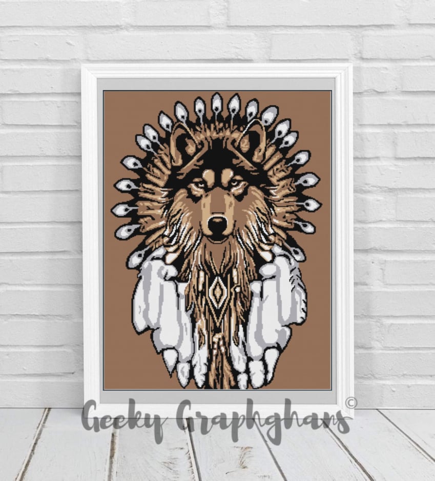 Crochet Wolf Graph Pattern Wolf Blanket Crochet Graphghan Pattern – Geeky Graphghans