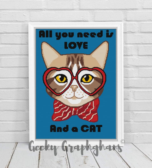 All Your Need Is Love & A Cat Crochet Graphghan Pattern