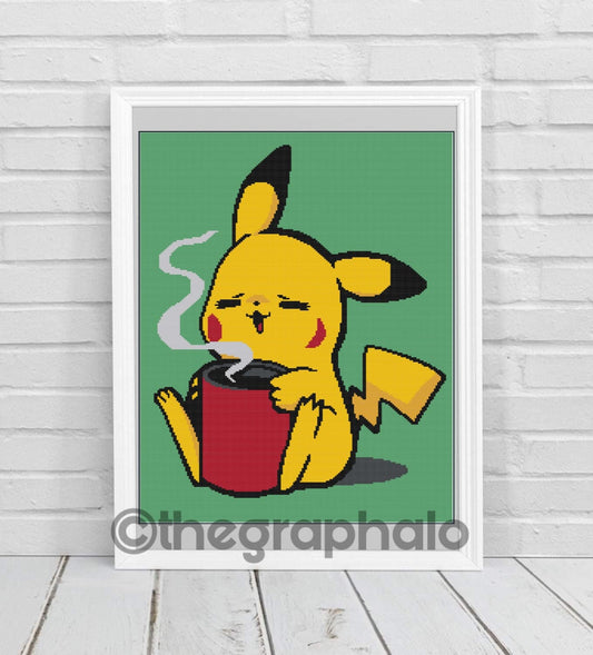 Pikachu Coffee Crochet Graphghan Pattern