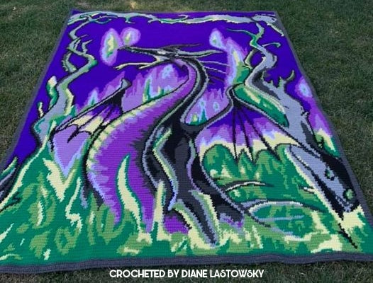 Dragon in Purples Crochet Graphghan Pattern
