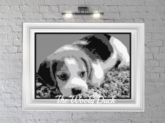 BEAGLE PUPPY DOG 6 colours graphghan pattern for single crochet/cross ...