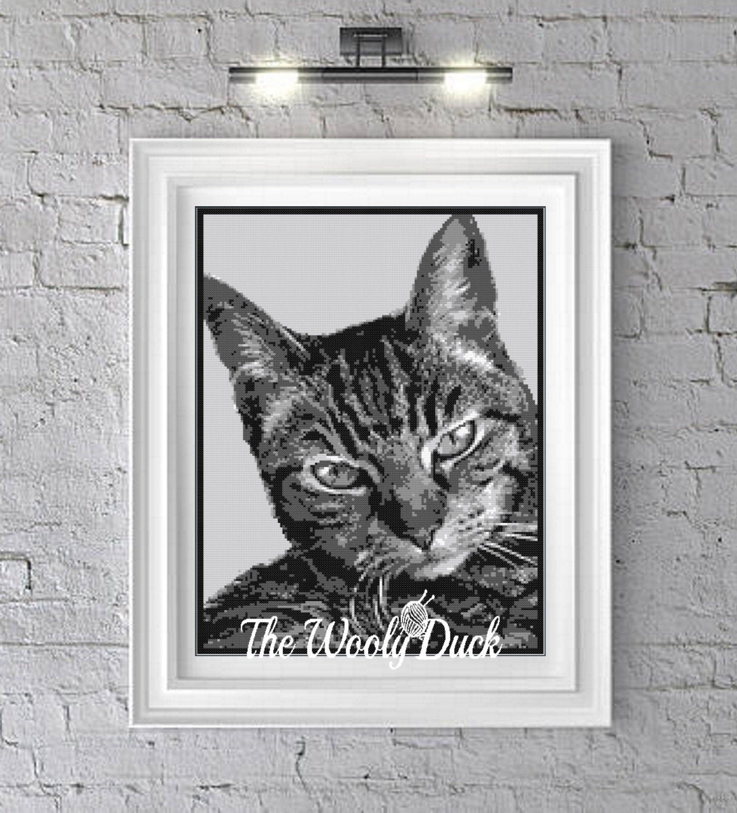 Tabby grey Cat crochet / graphghan portrait pattern/ cross stitch patt ...
