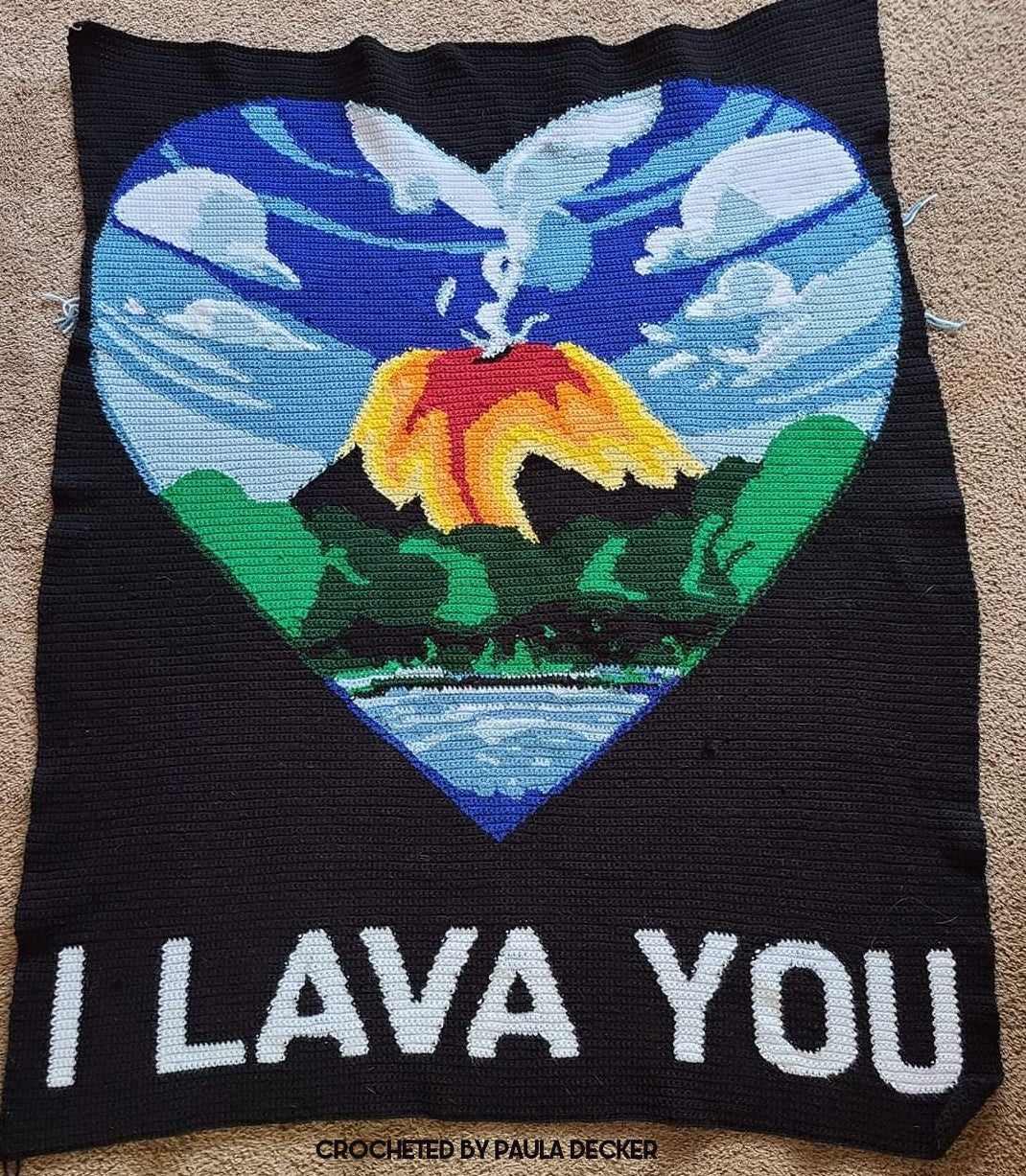I Lava You Crochet Grapghan Pattern SC 180 x 260