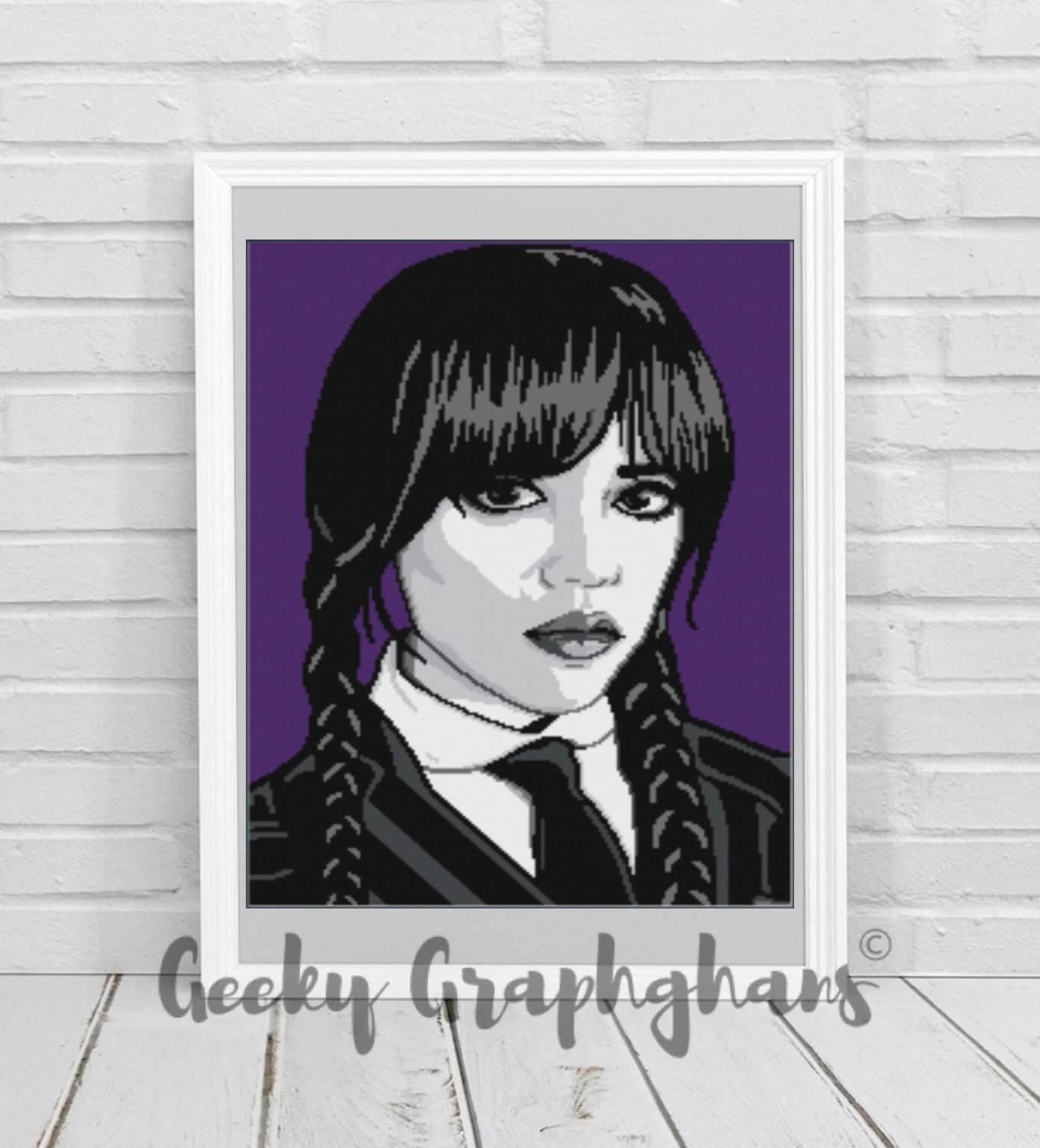 Goth Graphghan Wednesday Addams Crochet Graphghan Pattern (Jenna Ortega) – Geeky ...